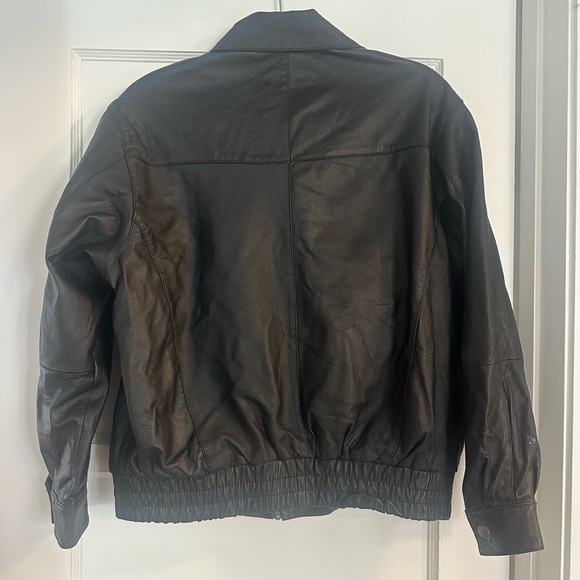 Genuine Leather Bomber Jacket - Albertsons - Picture 5 of 6